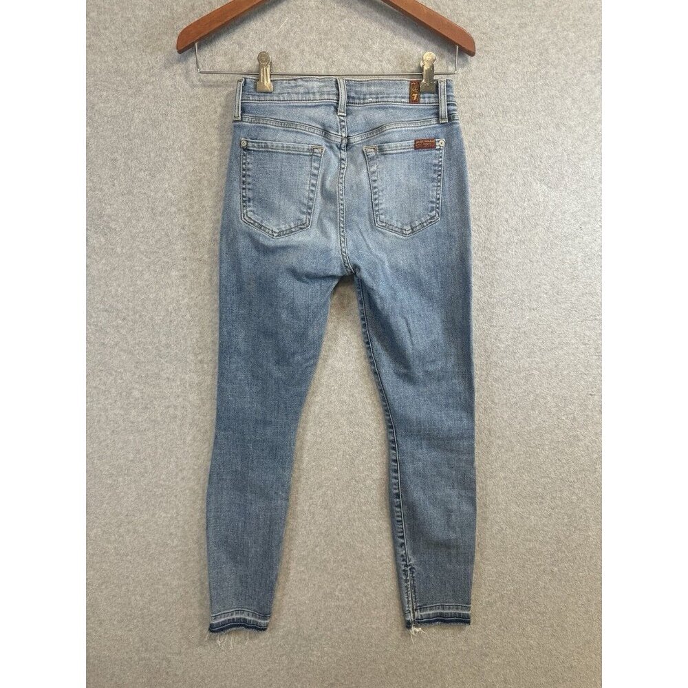 Seven 7 For All Mankind The Ankle Skinny Jeans Sz 25 Mid Rise Light Wash EUC - Picture 3 of 15